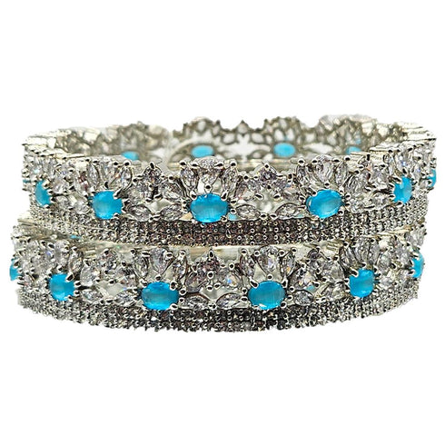 American Diamond Silver Bangles